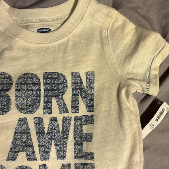 NWT Born Awesome T-shirt By Old Navy Size 12-18 Months  White Blue - Picture 5 of 5